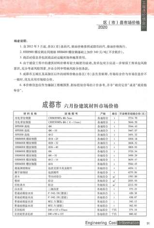 成都工程造价信息2020年7月