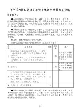 东莞2020年9月造价信息