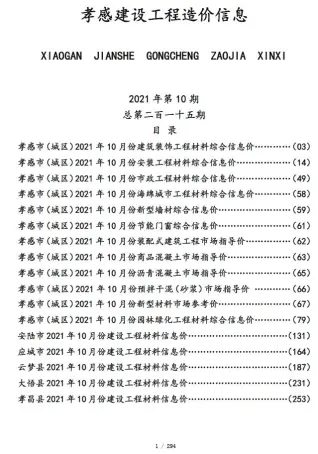 2021年孝感信息价