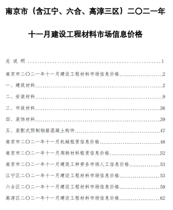 南京市2021年11月信息价PDF扫描件