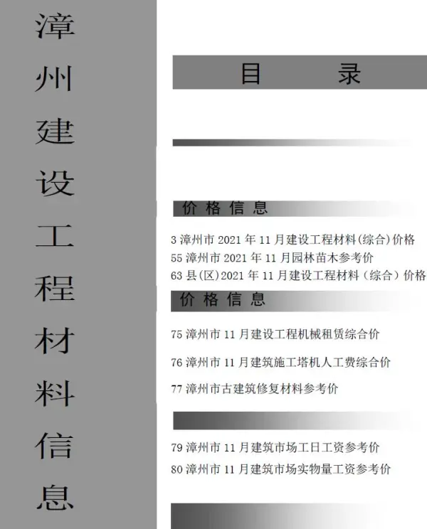 漳州市2021年11月信息价PDF扫描件