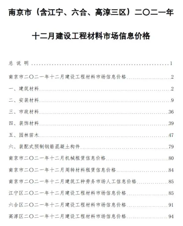 南京市2021年12月信息价PDF扫描件