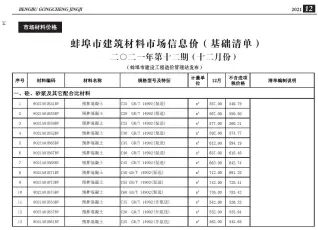 蚌埠市2021年12月造价信息PDF期刊