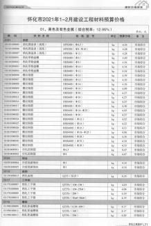 怀化2021年1月造价信息电子版