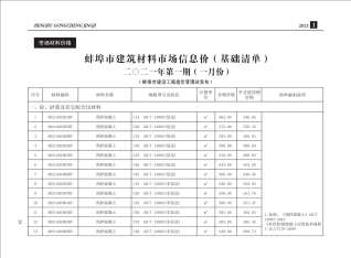 蚌埠建设工程造价信息2021年1月