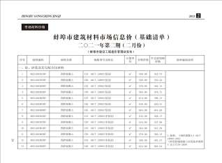 蚌埠建设工程造价信息2021年2月