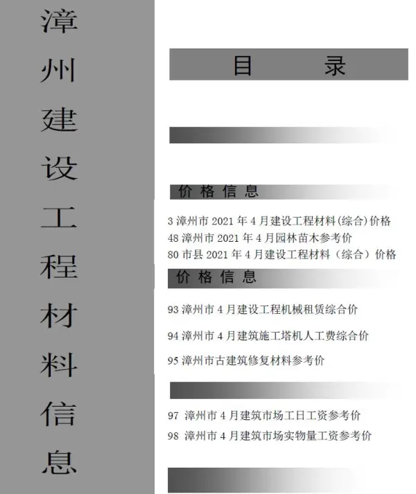 漳州市2021年4期信息价PDF扫描件