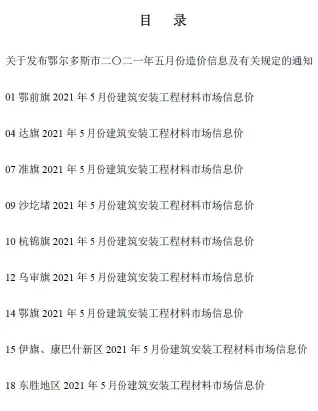 2021年第5期鄂尔多斯市造价信息