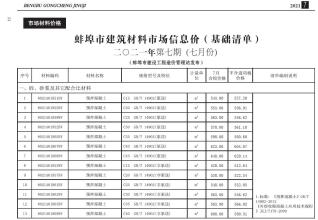 蚌埠建设工程造价信息2021年7月
