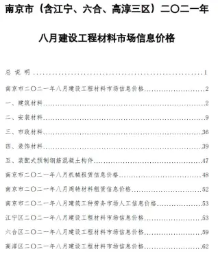 南京2021年8月造价信息期刊封面