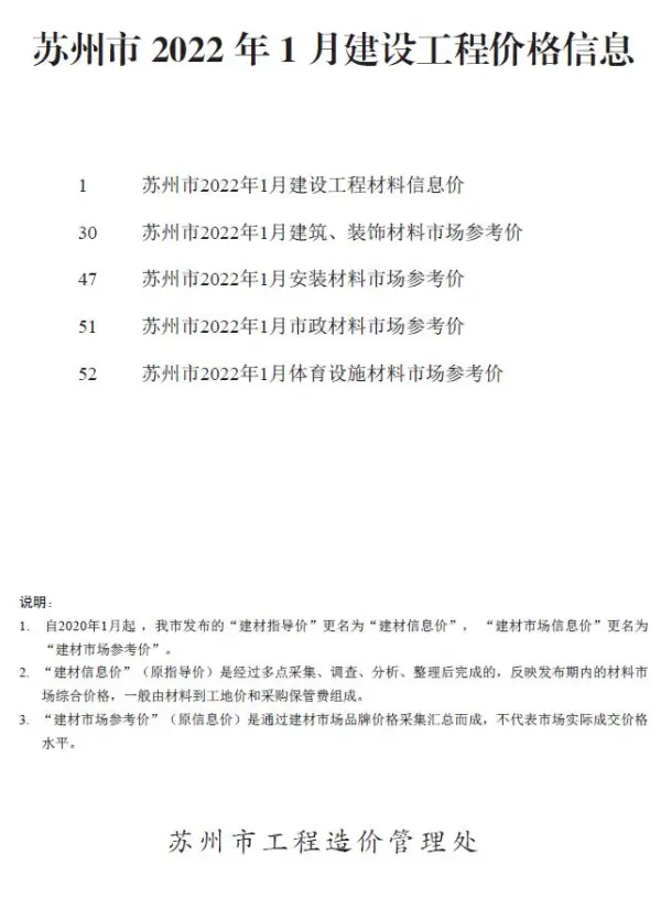 苏州市2022年1月信息价PDF扫描件