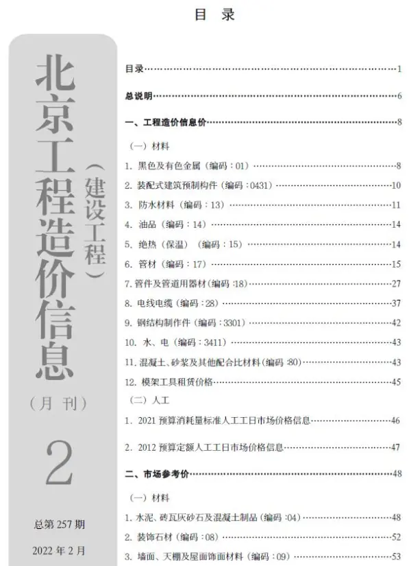 北京市2022年2月信息价PDF扫描件