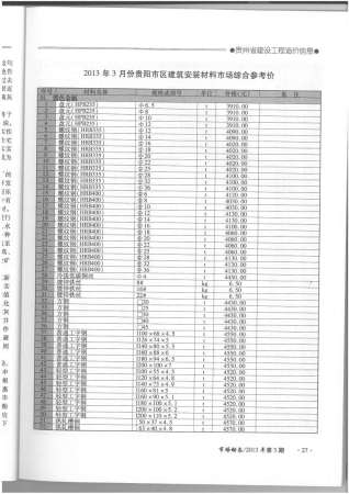贵州建设工程造价信息2013年3月