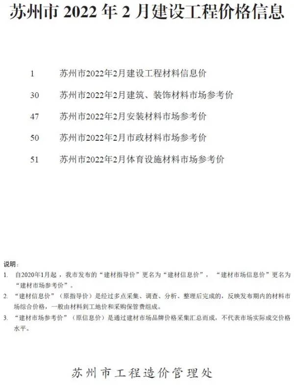 苏州市2022年2月信息价PDF扫描件